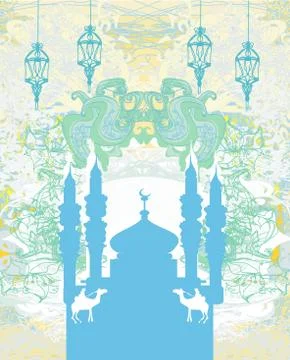 Artistic pattern background with mosque Stock Illustration