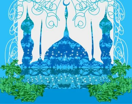 Artistic pattern background with mosque Illustrazione stock