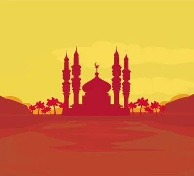 Artistic pattern background with mosque Stock Illustration