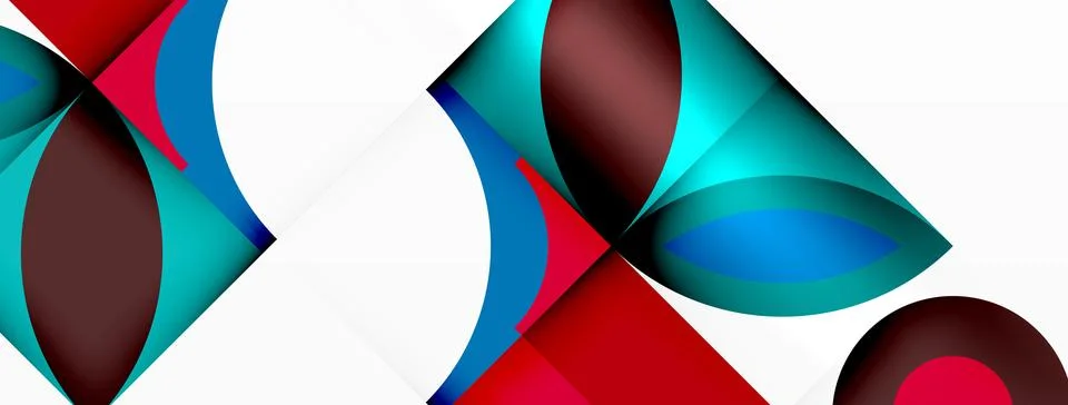 Artistic pattern with red, blue, and brown shapes on white background Stock Illustration