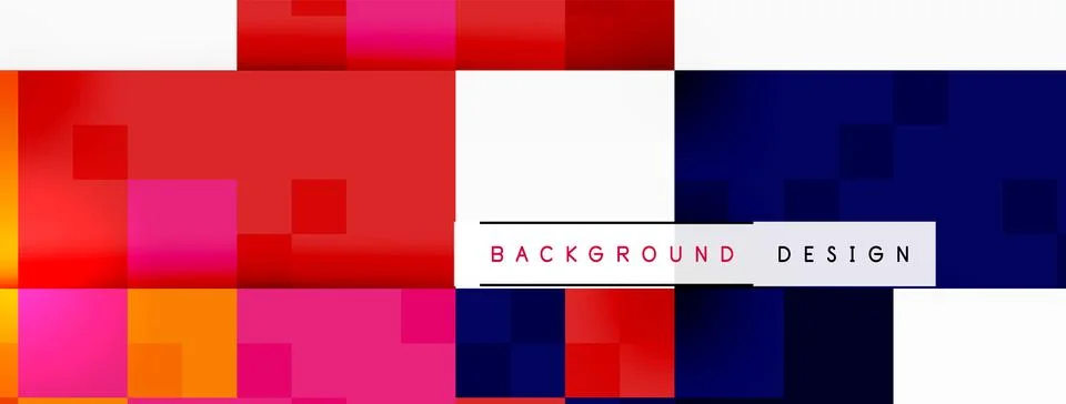 Artistic pattern on red, white, and blue background with squares Stock Illustration