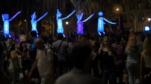 Artistic Performance in Arc de Triomf, Barcelona. La Merce 4 Stock Footage 89354934