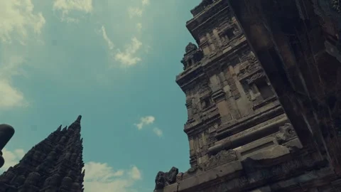 Artistic Perspective of Weathered Ancient Temple Stones Stock Footage 333325893
