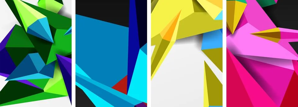 Artistic rectangle composition with four colored triangles on white background 스톡 일러스트