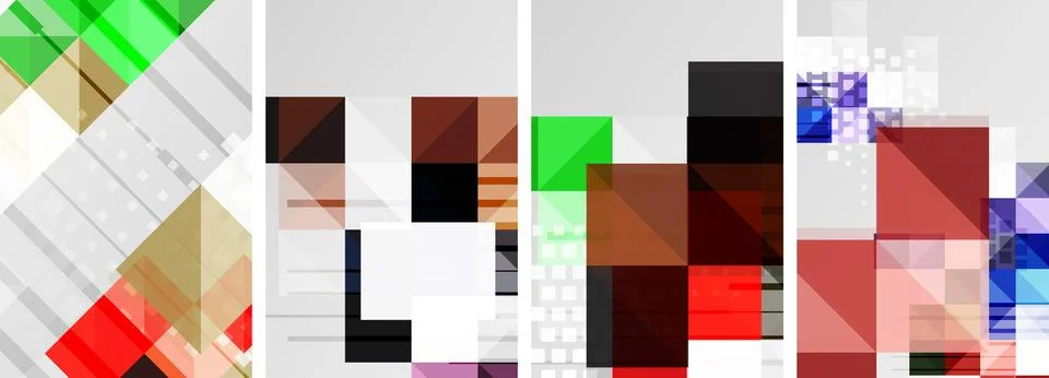 Artistic rectangles in various hues create a dynamic pattern on a white canvas 스톡 일러스트