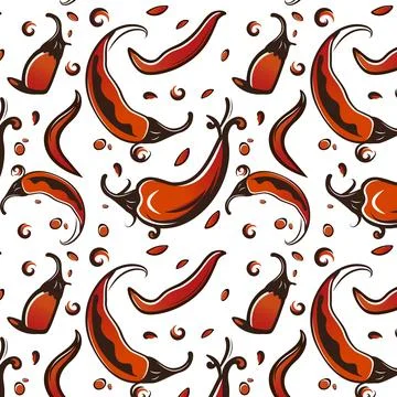 Artistic Red Chilli Seamless pattern, vector illustration Illustrazione stock