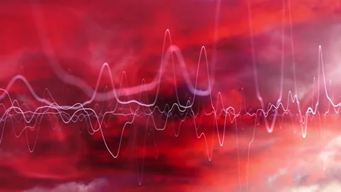 Artistic red cloudscape with curvy graph lines animation Stock Footage 337245321