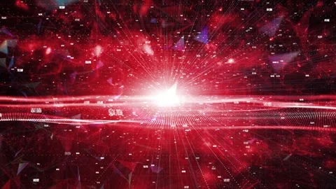 Artistic red digital technology numbers with waves animation Stock Footage 345683261