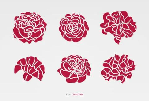 Artistic red roses vector set Stock Illustration
