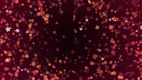 Artistic Red Shiny Scattered Cherry Blossoms Sakura Flower Sparkle Frame Stock Illustration