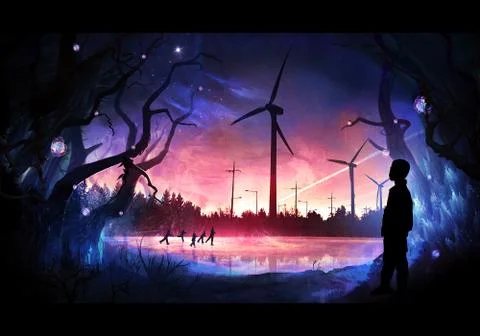 Artistic rendering illustration of a men remembering his past Stock Illustration