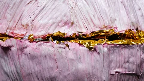 Artistic rendering of seashell using a pink and gold color palette, 4K Stock Footage 264733892