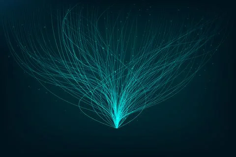 Artistic representation of data streams flowing in curved pattern, symbolizing Stock Illustration