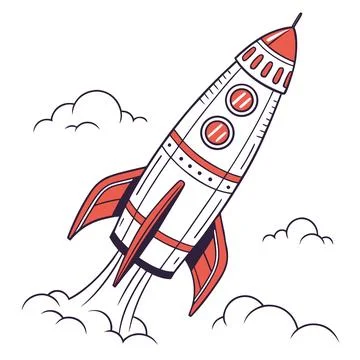 Artistic Rocket Illustration - Dynamic Space Travel Vector Art Stock Illustration