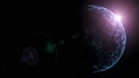 Artistic rotating space planet with sunlight Stock Footage 231421716