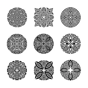Artistic Round Decorative Shape Vector Set Stock Illustration