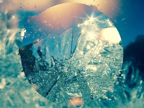 	 Artistic round Ice composition with light reflections	 Stock Photos