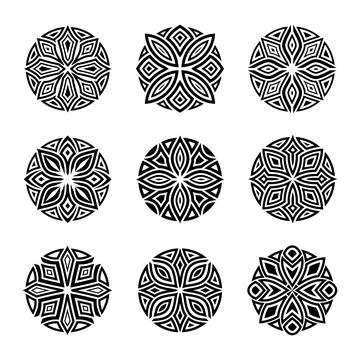Artistic Round Ornament Vector Set Stock Illustration