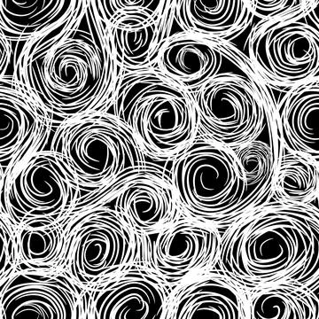 Artistic seamless pattern with drawn swil lines. Abstract organic shape repea Stock Illustration