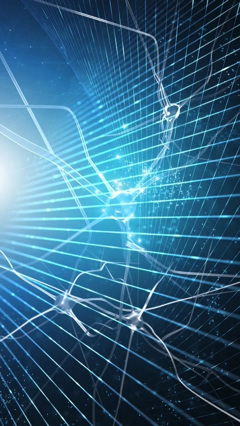 Artistic shine nerve cells network in futuristic human brain Stock Footage 344795008