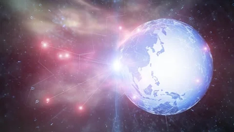 Artistic shiny 3d earth golobe with lights motion background Stock Footage 334083283