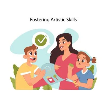 Artistic skills development. Flat vector illustration Stockillustratie