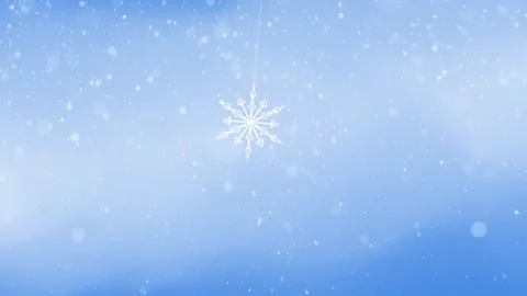 Artistic snowfall with snowflake loop swinging on the string Stock Footage 339706434