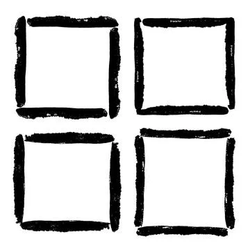 Artistic stroke frames set. Ink or watercolor hand drawing design Stock Illustration