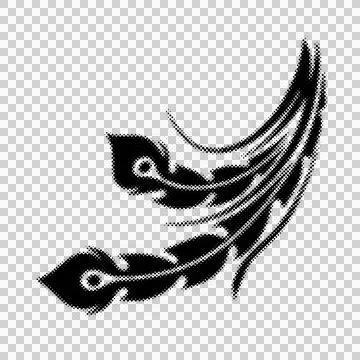 Artistic stylized abstract feather design with intricate swirling patterns .. Stock Illustration
