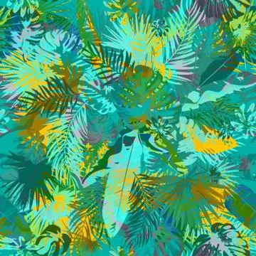 Artistic summer grunge seamless pattern. Multicolored background with shabby Stock Illustration