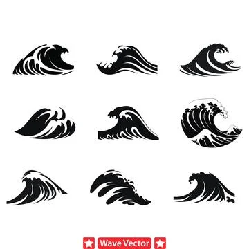 Artistic Swells  Abstract Wave Vector Set for Creative Expression Stock Illustration