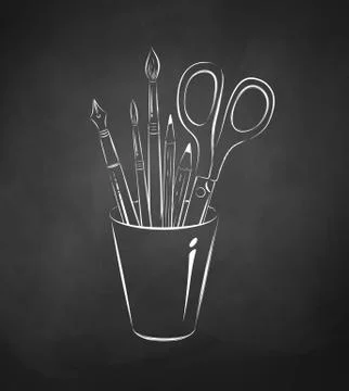 Artistic tools in holder Stock Illustration