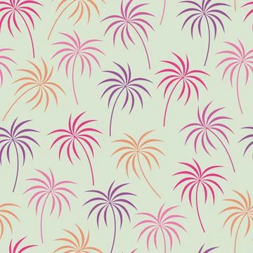 Artistic trendy vector seamless pattern design of palm trees. Repeat texture. Stockillustratie