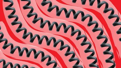 Artistic Twisted Wire Pattern on Red Waves Stock Illustration