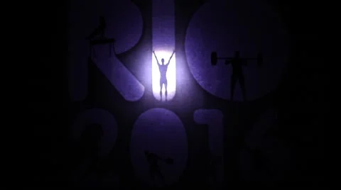 Artistic typography: Rio 2016, with search light Video stock 65304405