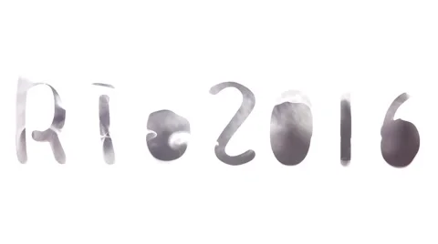 Artistic typography: Rio 2016, whit white smoke Stock Footage 65328980