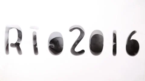 Artistic typography: Rio 2016, whit white smoke Stock Footage 65328987