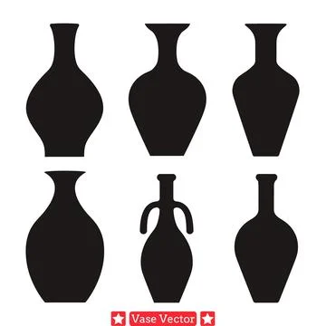 Artistic Vase Vector Set  Enhance Your Creative Projects Stock Illustration