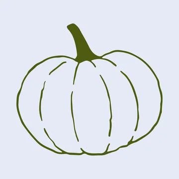 Artistic vector drawing of a whole pumpkin in a minimalist hand drawn style Stock Illustration
