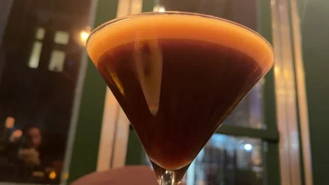 Artistic view of fancy drink in upscale Manhattan restaurant Stock Footage 230478420