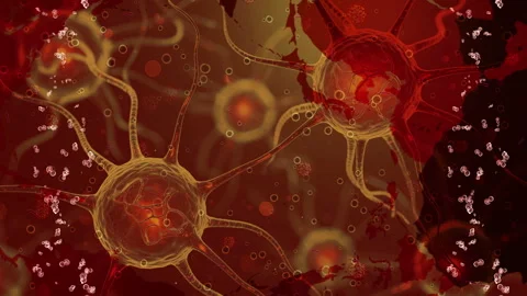 Artistic Visualization of Red Biological Cells with Dynamic Movement and Ab.. Stock Footage 339051320