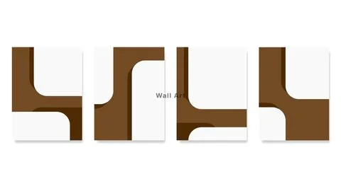 Artistic wall decor set. Brown canvas shadow round square shape. Basic shap.. Stock Illustration