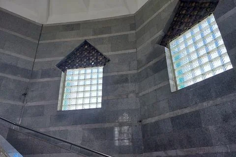 Artistic white ceiling of the mosque Stock Photos