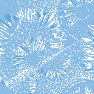 Artistic winter snow seamless pattern with lines and dots. Stock Illustration
