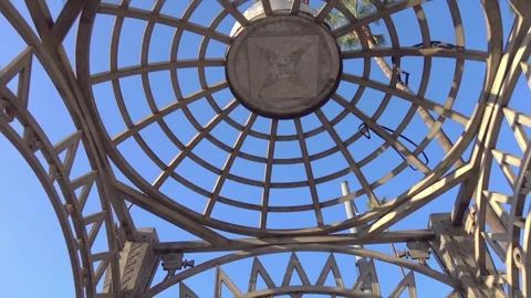 An artistic wireframe structure with a star pattern against the blue sky in.. Stock Footage 286417911