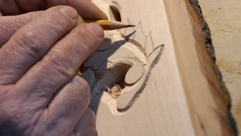 Artistic wood work , close-up Stock Footage 84657942