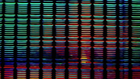 Artistic work: dancing, changing colors on a metal structure. Psychedelic art. Stock Footage 76769243