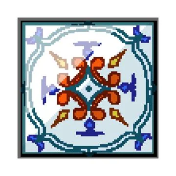 Artistry azulejos ornament tile pixel art vector illustration Stock Illustration