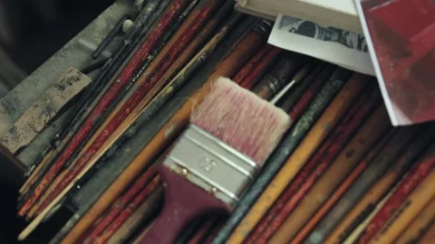 Artist's brushes Stock Footage 132182092