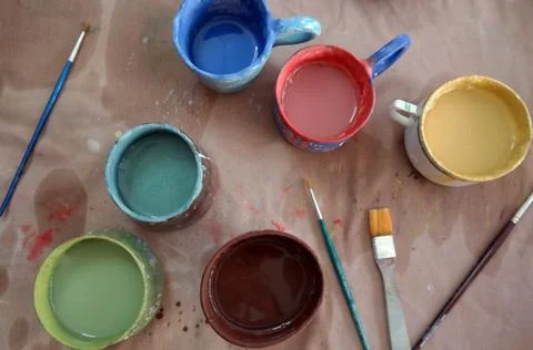 Artist's Colourful Table Stock Photos